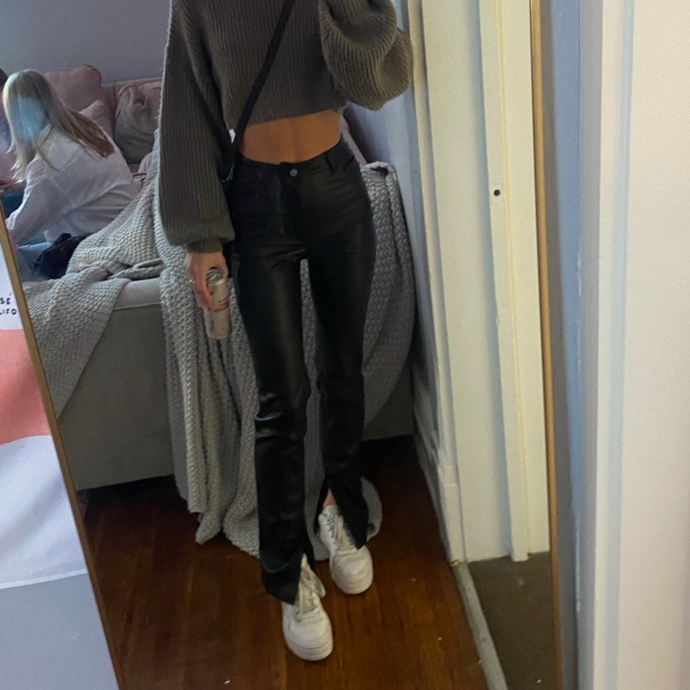 Zara leather pants with slit